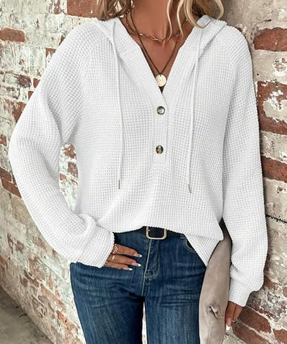 Mila Textured Button Hoodie