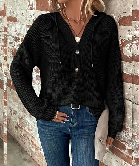 Mila Textured Button Hoodie