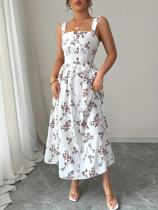 Lila – Floral Ruché Midi Dress