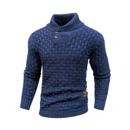 Malcolm – Textured Knit Button Collar Jumper