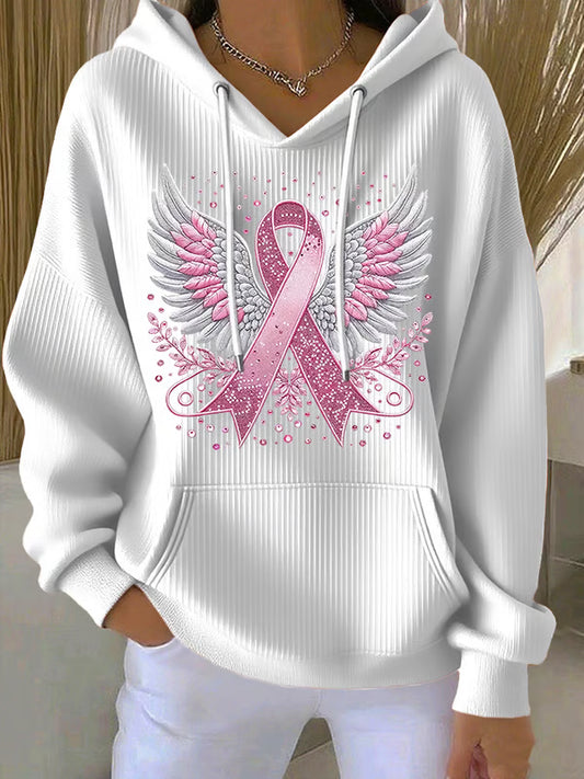Vittorina – Casual Ribbon Wings Print Hoodie