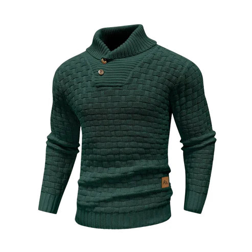 Malcolm – Textured Knit Button Collar Jumper