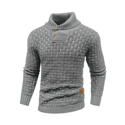 Malcolm – Textured Knit Button Collar Jumper