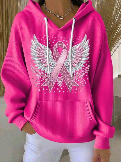 Vittorina – Casual Ribbon Wings Print Hoodie