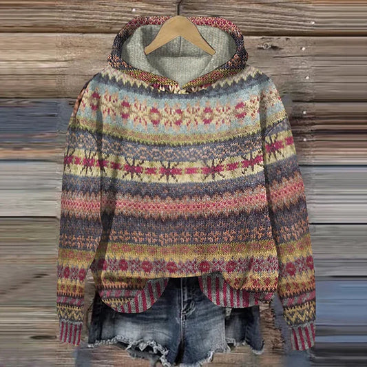 RAQUEL | PATTERNED KNIT HOODIE