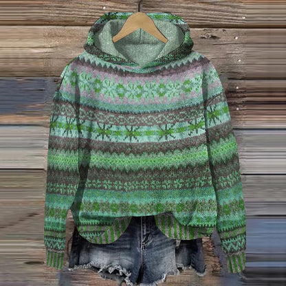 RAQUEL | PATTERNED KNIT HOODIE