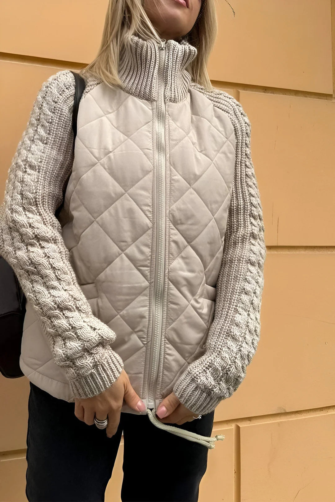 Therese | Patchwork Knit Zip Jacket