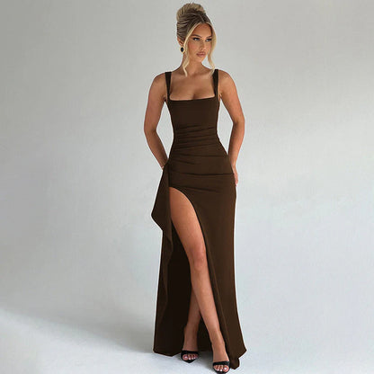 Marilyn - Elegant Formal Slip Maxi Dress with Open Back