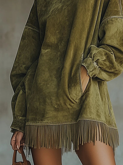 Lily - Fringed Sweatshirt Dress