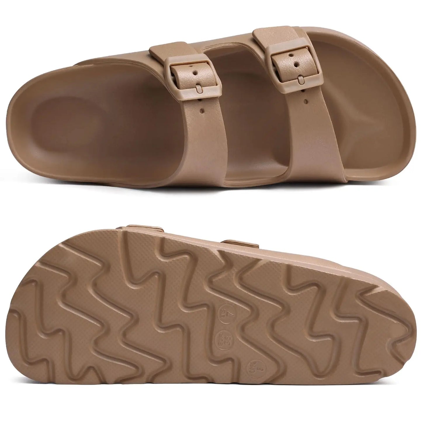 LUXIA | DOUBLE BUCKLE SLIDE SANDALS