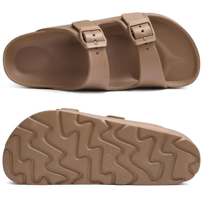 LUXIA | DOUBLE BUCKLE SLIDE SANDALS