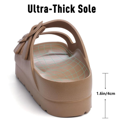 LUXIA | DOUBLE BUCKLE SLIDE SANDALS