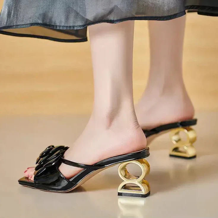 KHALEESE | SCULPTED ROSE HEEL SANDALS