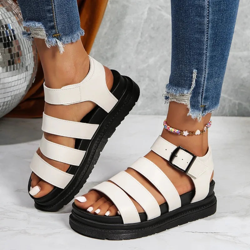 VIONA | TRIPLE STRAP BUCKLE SANDALS