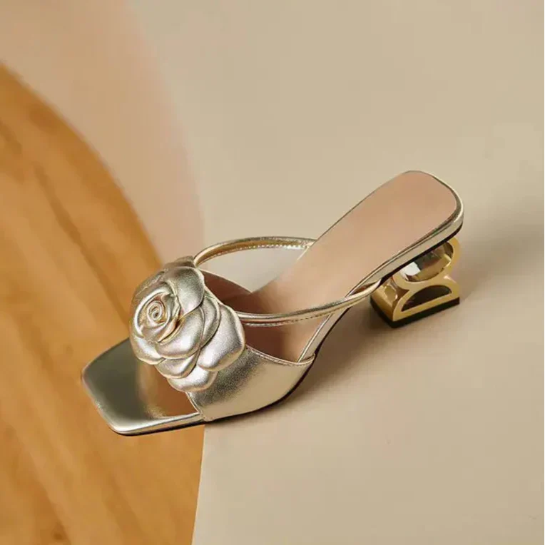 KHALEESE | SCULPTED ROSE HEEL SANDALS