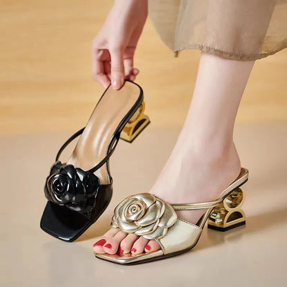 KHALEESE | SCULPTED ROSE HEEL SANDALS