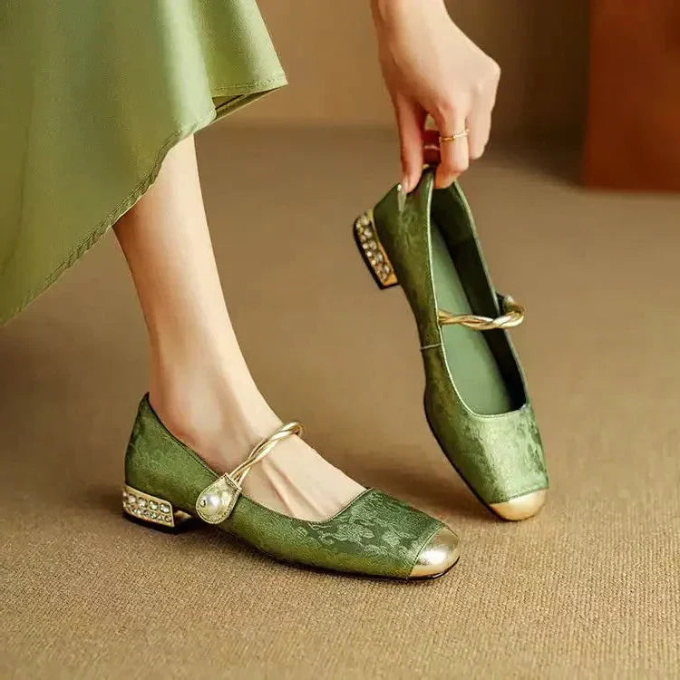 AVAIA | EMBELLISHED TOE-CAP LOW HEELS