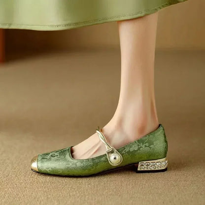 AVAIA | EMBELLISHED TOE-CAP LOW HEELS