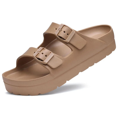 LUXIA | DOUBLE BUCKLE SLIDE SANDALS