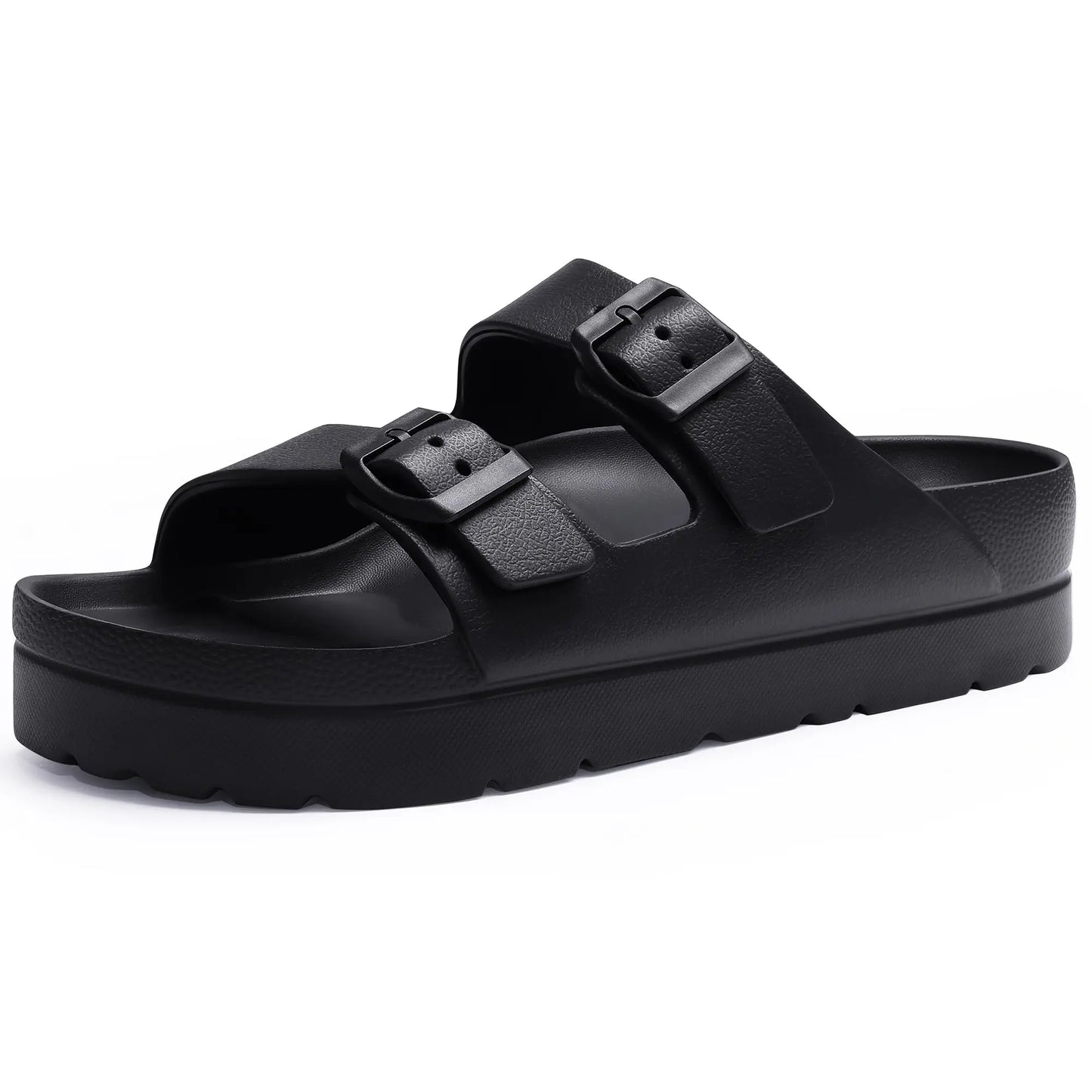 LUXIA | DOUBLE BUCKLE SLIDE SANDALS