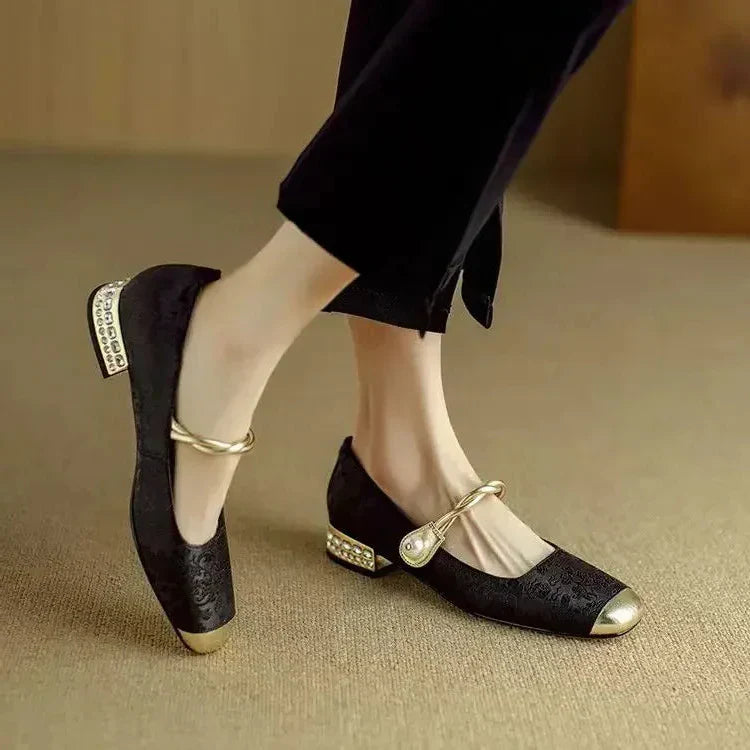 AVAIA | EMBELLISHED TOE-CAP LOW HEELS