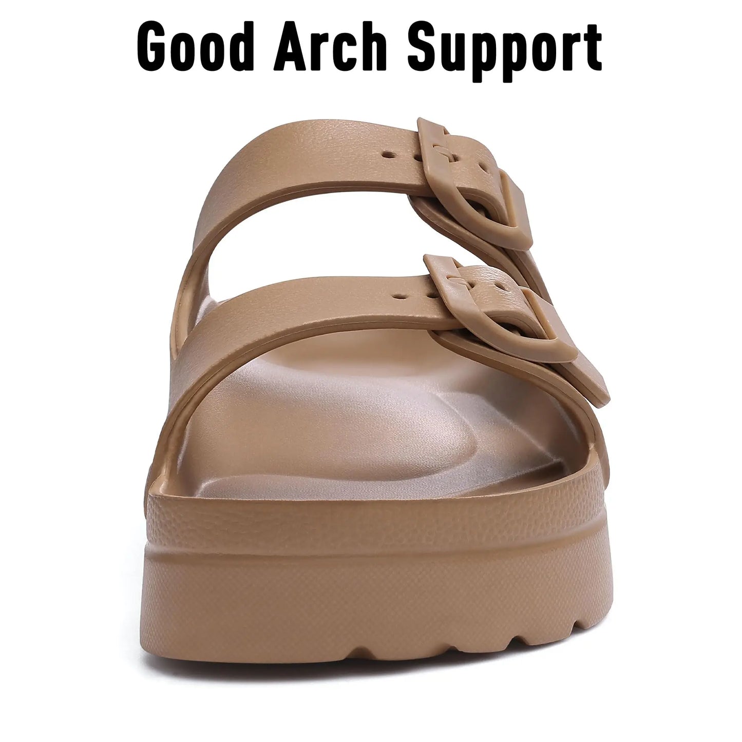 LUXIA | DOUBLE BUCKLE SLIDE SANDALS