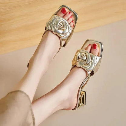 KHALEESE | SCULPTED ROSE HEEL SANDALS