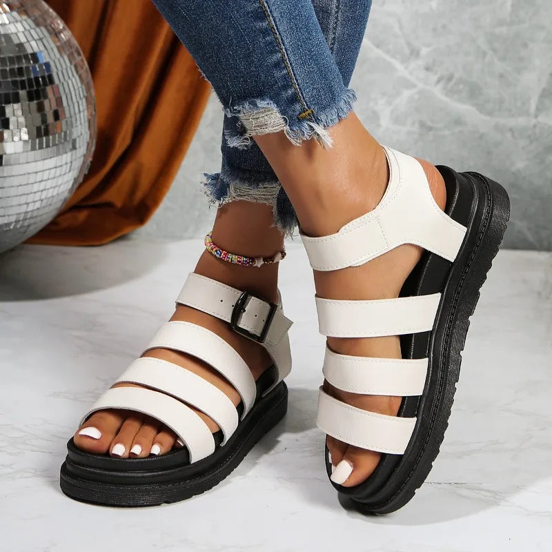 VIONA | TRIPLE STRAP BUCKLE SANDALS