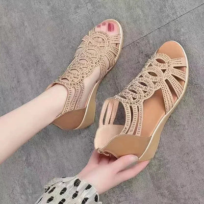 ONARA | ELEGANT CUTOUT WEDGE SANDALS