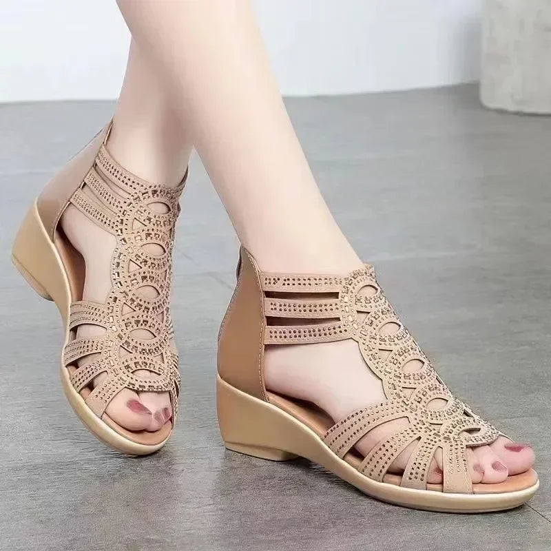 ONARA | ELEGANT CUTOUT WEDGE SANDALS