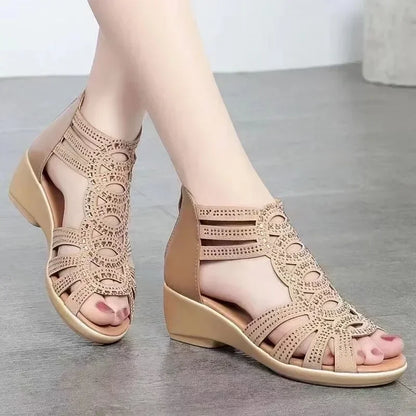 ONARA | ELEGANT CUTOUT WEDGE SANDALS
