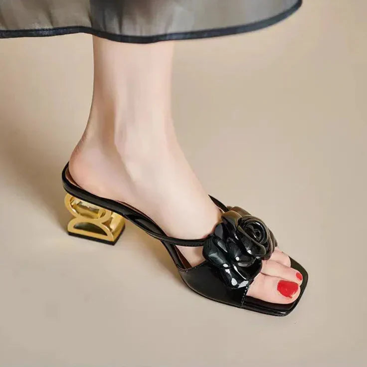 KHALEESE | SCULPTED ROSE HEEL SANDALS