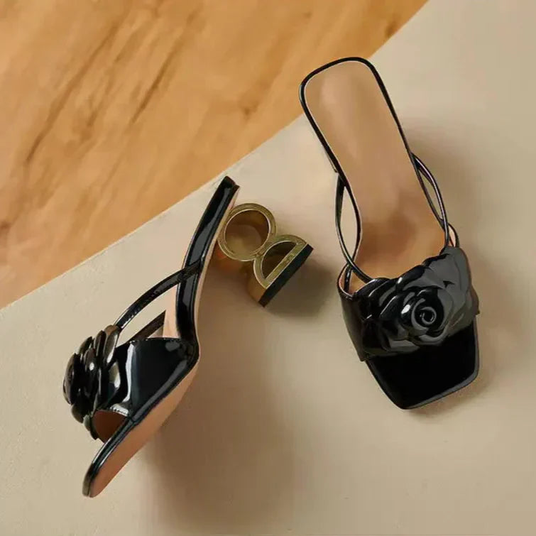KHALEESE | SCULPTED ROSE HEEL SANDALS