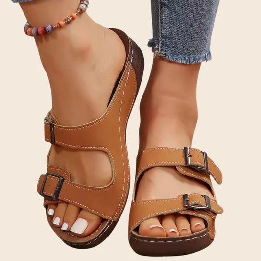 TAYRIN | DOUBLE BUCKLE SLIDE SANDALS