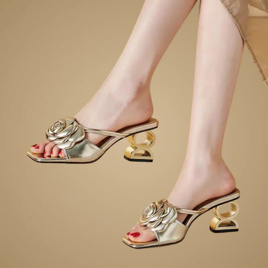 KHALEESE | SCULPTED ROSE HEEL SANDALS