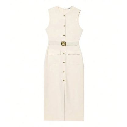 Sophia - Sleeveless Office Midi Dress