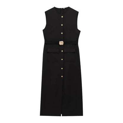 Sophia - Sleeveless Office Midi Dress