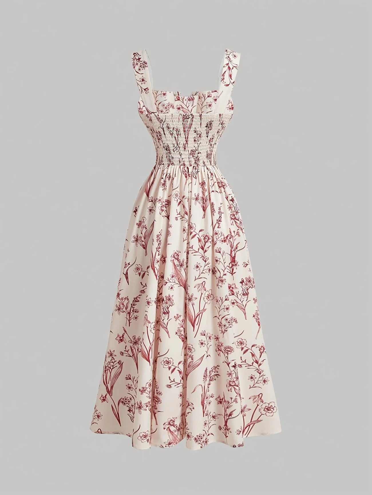 Lila – Floral Ruché Midi Dress