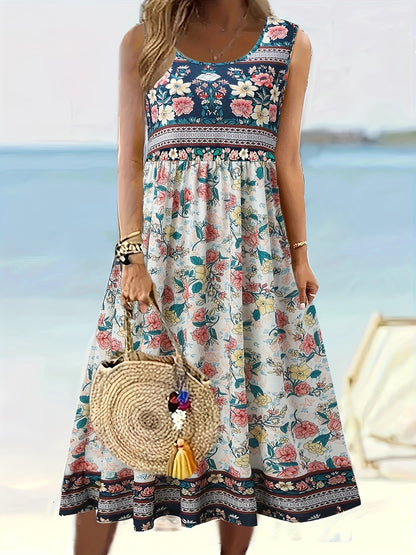 Ava – Floral Print Sleeveless Tank Dress