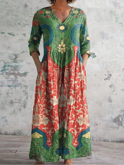 Dearyn | Dress with V-Neck and Floral Pattern