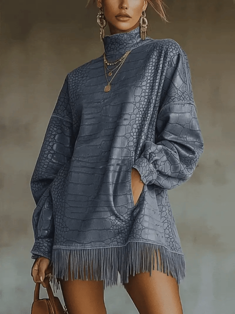 Lily - Fringed Sweatshirt Dress