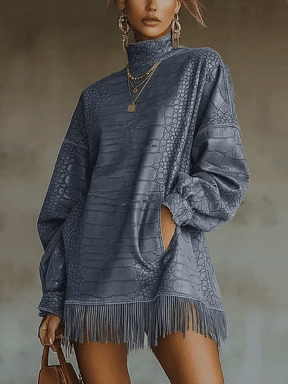 Lily - Fringed Sweatshirt Dress