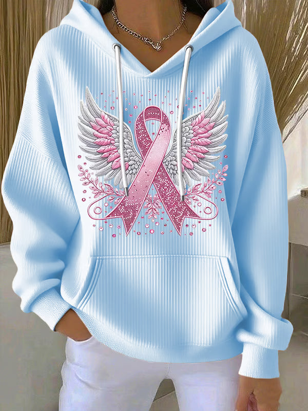 Vittorina – Casual Ribbon Wings Print Hoodie