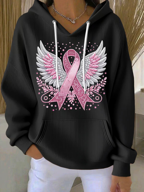 Vittorina – Casual Ribbon Wings Print Hoodie