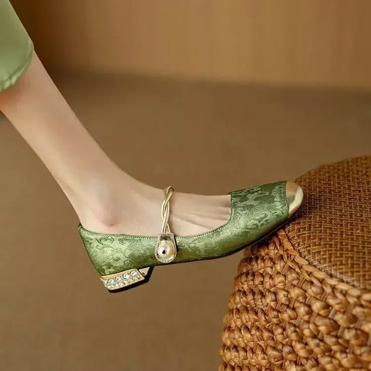 AVAIA | EMBELLISHED TOE-CAP LOW HEELS
