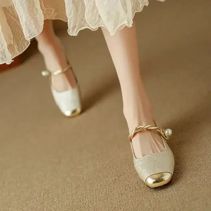 AVAIA | EMBELLISHED TOE-CAP LOW HEELS