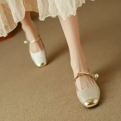 AVAIA | EMBELLISHED TOE-CAP LOW HEELS