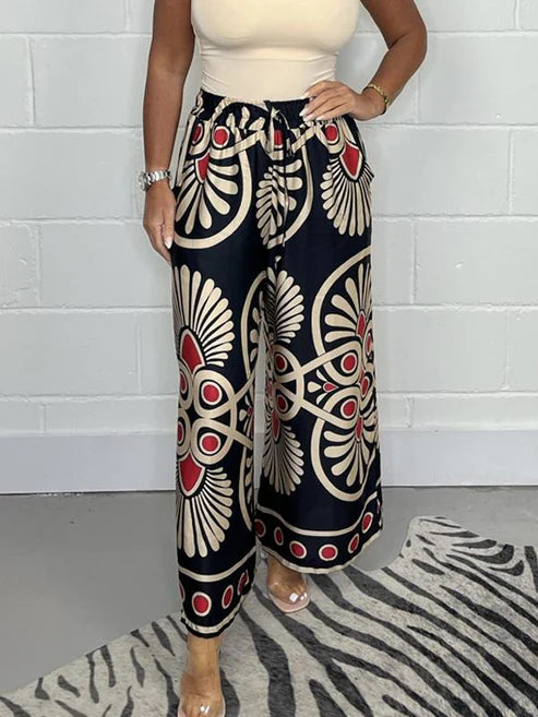 Sally | Trendy Printed Satin Track Pants