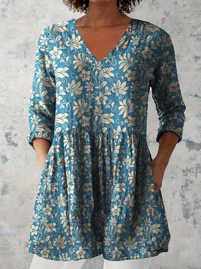 Blooms & Grace – Vintage Floral T-Shirt Dress