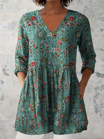 Blooms & Grace – Vintage Floral T-Shirt Dress